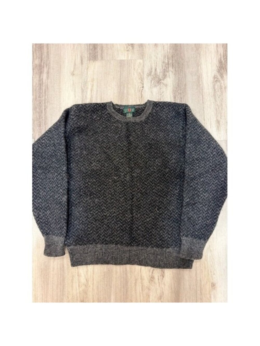 Vintage 90s J. Crew Gray Herringbone Crewneck Sweater size Large women